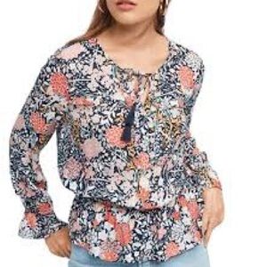 Anthropologie Maeve Begonia Peasant Floral Blouse